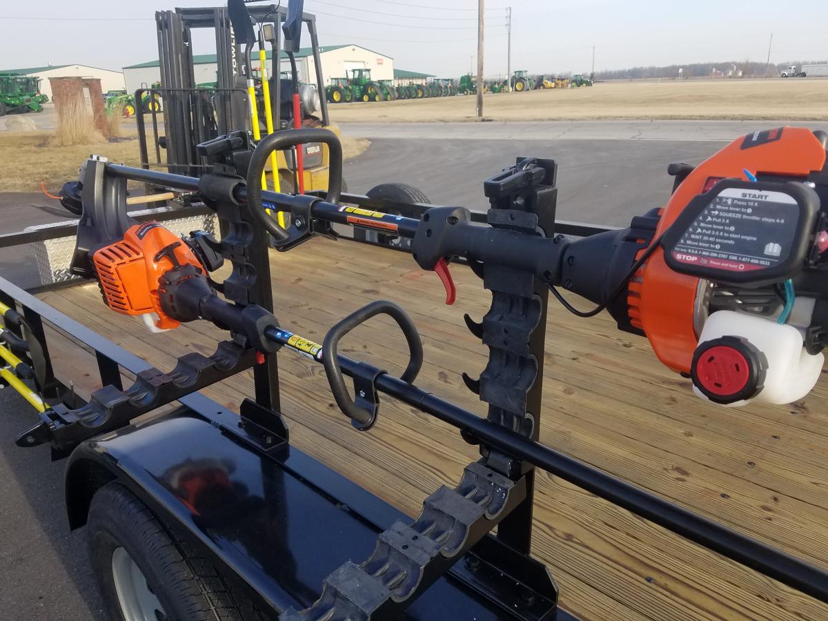 tool rack, tool holder, landscaping tool holder, weedeater rack, yard tool holder, trailer tool rack