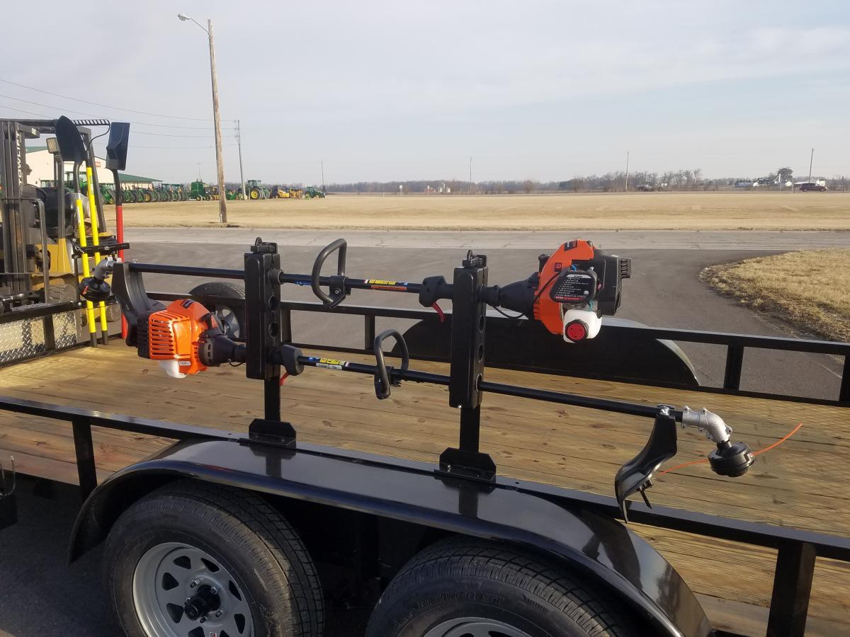 tool rack, tool holder, landscaping tool holder, weedeater rack, yard tool holder, trailer tool rack